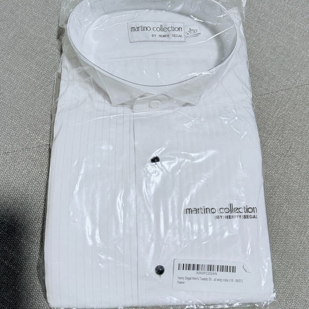 NWT Martino Collection Men’s White Dress Shirt Long Sleeve Formal, Large 36/37 - Picture 3 of 3